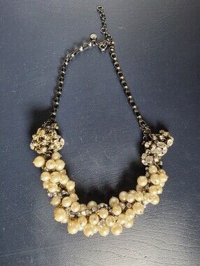 J Crew Pearl + Crystal Cluster Necklace